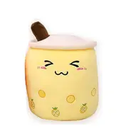 Giant Boba Milk Tea Plush Doll - Soft, Stuffed Cup Pillow, Yellow