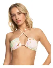 [Roxy] Meadow Flowers Halter Neck Bikini Top in Quiet Green Coast 2 Coast