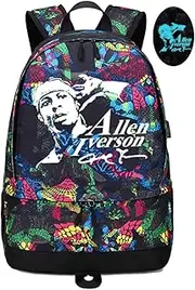 Basketball Iverson Luminous Ball Storage Backpack Sports Equipment Depositary Multifunctional Bookbag (Red Pattern 2)