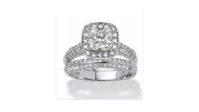 WEDDING ENGAGEMENT RING SET CUSHION CUT PLATINUM SIZE 6 7 8 9 10