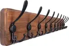 Sturdy Wall-Mounted Coat Rack with 10 Hooks - Rustic Design for Heavy Coats