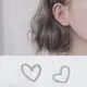 【Emi艾迷】韓國925銀針完美簡約磨砂愛心鏤空耳環