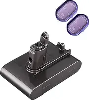 ELASO 22.2V 2000mAh Replacement Battery and 2X Washable Pre Filter for Dyson DC31 DC34 DC35 DC44 DC45 DC30 17083-4010 917083-01 Animal Handheld Vacuum-Type B Battery