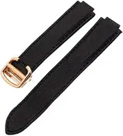 20mm Black Canvas & Leather watch band Rose gold buckle Strap Fits For Cartier Ballon Bleu