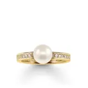 Thomas Sabo TR1986 Sterling Silver Gold Plated Pearl CZ Ring Size O RRP $219