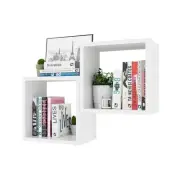 Cube Shelves Set2 Display Shelves Wall Mount 7.75" D x 12.5" Square-Set2 White