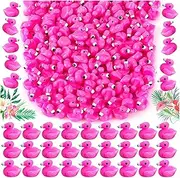 HFAYDZSW 100Pcs Mini Resin Flamingo Ducks, Flamingo Tiny Ducks, Cute Flamingo Figurines for Cake Topper Garden Dollhouse Landscape Aquarium Ornaments DIY Crafts, Pink