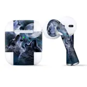 Skins Wraps compatible for Apple Airpods Howling Wolves at Moon