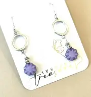 Lavender Purple Glass Little Flower Sterling Silver Earrings Sundance Treasures