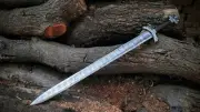 Hand Forged Damascus Steel Viking Northmen Sword, Battle Ready Medieval Sword