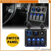 4 Gang Blue Rocker LED Panel Switch Circuit Breaker Waterproof Car Marine Boat (for: Fiat)