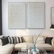 White oil painting handmade Wall Art Set of 2 Abstract Painting on Canvas hand painted Texture mordern painting Wall Art Modern Abstract painting Wall Art Wal