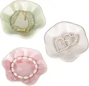 YYTECH Jewellery Bowl, Pack of 3, Small Ceramic Ring Bowl, Flower Shape, Jewellery Tray, Decorative Jewellery Bowl for Home Decor, Wedding Gift, Jewellery Storage