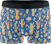 [FRODOTGV] Cactus Pot Blue Mens Boxer Briefs Shorts Running Underwear for Men Cooling Interiores Para Hombres