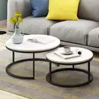 2-Piece Designer Nesting Round Coffee Table Set (White)
