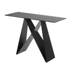 Odette Rectangular Console Hall Table - Black Metal Frame - Shadow Grey Ceramic