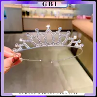 在飛比找蝦皮購物優惠-Gbi Crown 女士頭帶鑽石皇冠女士珠寶頭帶兒童珍珠髮飾