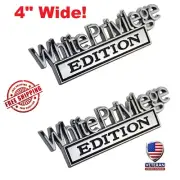 2-CHROME&BLACK White Privilege Card Edition METAL Badge Emblem Car Sticker Decal