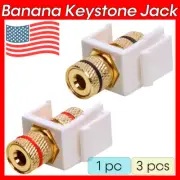 Banana Keystone Jack Speaker Cable Jack for Wall Plate Patch Panel Black Ring