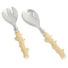 NEW Julia Knight Coral Salad Serving Set Gold