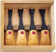 Flexcut Super Wide Carving Tools Palm Fitting Wooden Handles Set of 4 - FR704