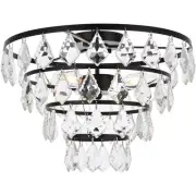 Elegant Lighting 1101F16BK Ella 3 Light 16 inch Black Flush Mount Ceiling Light