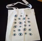 Hand painted Tote EVIL EYES (Protect) Bag Medium Greece PLOOS NWT