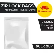 Resealable Zip Lock Bags PE Clear Plastic Zipper Multi Sizes Free Express Post