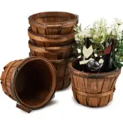 6 Pcs Round Wooden Apple Baskets Small Bushel with Handles for Gifts Empty Ha...