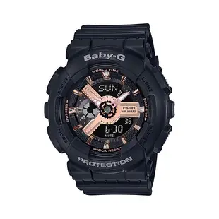 BABY-G熱銷系列金屬感雙顯電子錶（黑X玫瑰金）_ BA-110RG-1A 少女時代配戴款