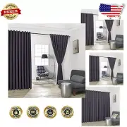 Premium Charcoal Room Divider Curtains 108" x 108" with Matching Tie-Backs
