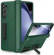 [Ruky] for Samsung Z Fold 5 Case with Built-in Screen Protector, Kickstand & Full Body & Hinge Protection PU Leather Protective Case for Samsung Galaxy Z Fold 5 5G, Green