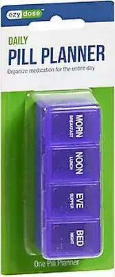Ezy Dose Pill Planner ONE DAY 4 slots (AM,NOON,PM,BED) 67016 COLORS VARY