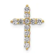 14k Yellow Gold 1/3 Ct. Lab Grown Diamond VS/SI+ G+ Cross Chain Slide Pendant