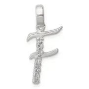Sterling Silver Cz Letter F Initial Pendant