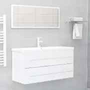 2 Piece Bathroom Furniture Set High Gloss White Engineered Wood