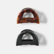OXX Haircare 2 Pack Black and Brown Small Frame Claw Hair Clips