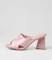 New Django & Juliette Hatsu Pink Satin Leather Mules Womens Shoes Dress