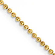 14K Yellow Gold 20 Inch 1.2mm Diamond-Cut Beaded With Lobter Clasp Pendant Chain