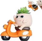 Unique Face Self Watering Planter Pots,Garden Pot with Drainage Hole,Cute Motorcycle Succulent Pot for Indoor Outdoor Funny Head Planters for String of Pearls Plant Live Gift Ideas for Christmas