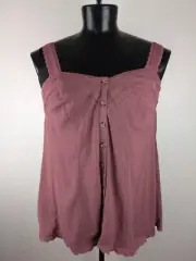 NWT Torrid size 1X Fit and Flare Lace Trim Button Front Tank Top dusty mauve