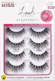 KISS Lash Couture Luxtension, False Eyelashes, 'Volume Full Set', 14 mm, Includes 4 Pairs Of Lashes, Contact Lens Friendly, Easy to Apply, Reusable Strip Lashes