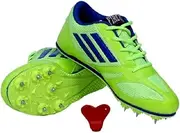 [FIRE FLY] Bolt Spike Shoe for Track & Field Running Short Marathon Trainer with Extra Stainless Nails for Boys (5 US) Green