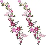 Iron on Patches for Clothes,2 Pieces Butterfly Flower Embroidered Iron On Patches, Embroidery Applique by DIY Cloth Art Embroidery Decoration Jeans Hats Blouses Sewing sew Shirts Appliques