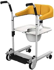Z&y GLAa Shower Commode Chairs with Wheels Wheelchair Portable and Foldable with Footrest Height-Adjustable Toilet Seat Commode, Comfortable Durable/Yellow