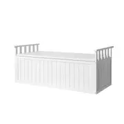 Garden Outdoor Storage Box Wooden Bench Chest Tool XL - White