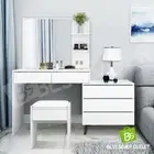Dressing Table Stool Set Mirror Vanity Makeup Jewellery Cabinet 5 Drawers White