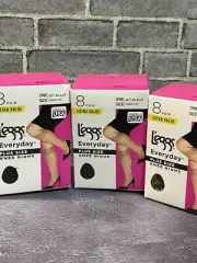 L'eggs Everyday Plus Size Knee Highs Plus Size Jet Black/Nude 8 Pair X 3