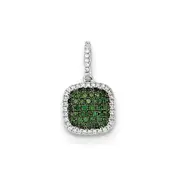14K White Gold Real Diamond u0026 Pav?ó?é¼?í Green Real Diamond Pendant