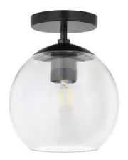 Abraham + Ivy Bartlett Matte Black Semi Flush Mount Ceiling Light With Clear Glass